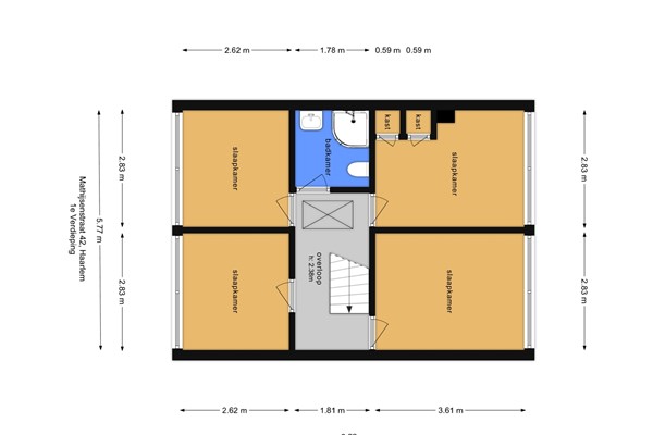 Floorplan - Mathijsenstraat 42, 2035 CN Haarlem